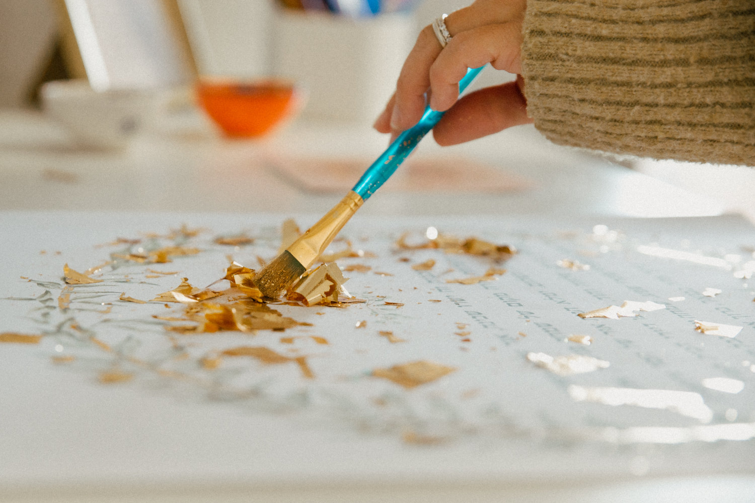 Gold leaf detail — handcrafted by Simcha